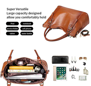 Most Selling Unique Women's Genuine Leather Handbags Shoulder Tote Organizer Top Handles Bag Satchel Designer Bag-Brown - Product Image 3