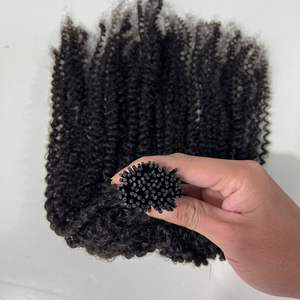 Extensiones de cabello I-tip Kinky Curly Color natural HAIR 100% HUMAN NON REMY HAIR hasta 32 ''precio al por mayor envío rápido - Product Image 1