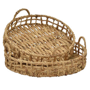 Vintage En Rotin De Bambou Plateau En Osier Artisanat Buffet Du Vietnam - Product Image 5