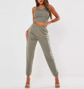 High Quality Sexy Rib <b>Sleeveless</b> Breathable Stretchy Crop <b>Top</b> for Women - Product Image 2