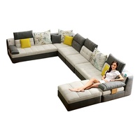 Neues Design Moderner Günstiger Designer-Schlafsofa-Anzug U-Form Ecksofa 7-Sitzer Modular Holz Kühlender Stoff Wohnzimmer