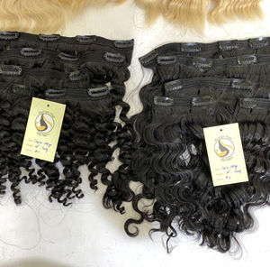 Non traité naturel 1B couleur Remy cheveux trame Machine profonde Curl cuticule aligné bouclés pince à cheveux humains Extension Non-chimique - Product Image 4