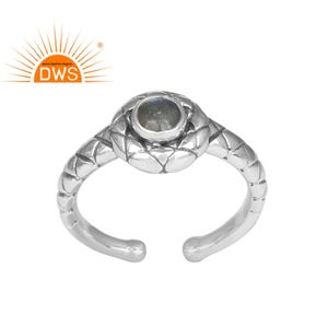 Flashy Labradorite Gemstone Ring Jewelry Wholesale Unique Texture Silver 925 <b>Oxidized</b> Ring Fine Jewelry Supplier - Product Image 1