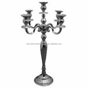 Grand candélabre en métal Vintage fait à la main nickelé 5 bras support de pilier pour la décoration de la maison de Pâques chandelier créatif - Product Image 5