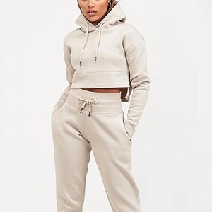 เสื้อสเวตเตอร์มีฮู้ดผ้าฝ้ายแบบครอปสำหรับผู้หญิง,เสื้อฮู้ดแบบตัดพิมพ์โลโก้ได้ตามต้องการ - Product Image 3