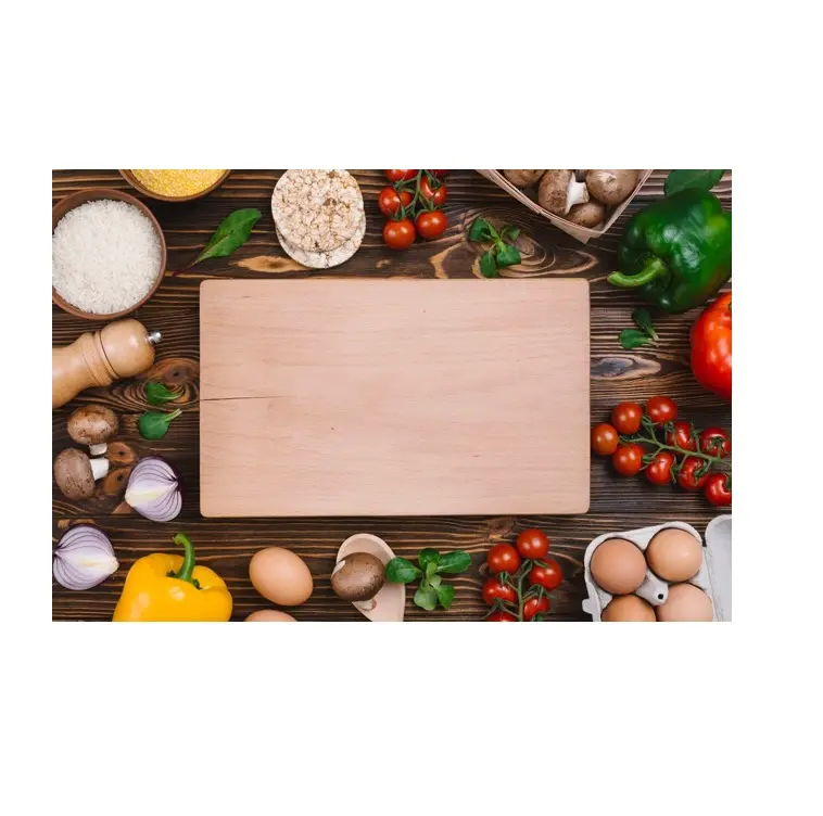 Wholesale wood cutting board Natural Rectangle Big Hole Handle Solid Wooden Cutting Board Chopping Board for sale