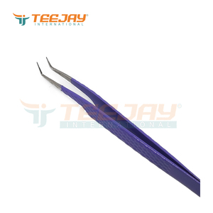 Pince à épiler TEEJAY en acier inoxydable avec revêtement en poudre violette, à angle de 75 degrés, pour extensions de cils, pointe ultra fine, cils parfaits - Product Image 6
