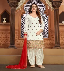 Patiyala يناسب فستان طويل جورجيت السلوار Kameez