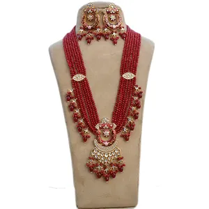 Meenakari kundan collier de perles de pierre de couleur ensemble traditionnel élégant long collier pour femmes et filles pour mariage