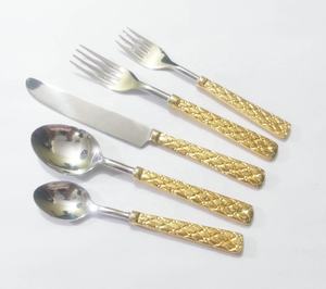 Juego de cubiertos de acero inoxidable con mango chapado en oro para restaurante, juego de cubiertos de Diseño Estándar para el hogar y el queso - Product Image 5
