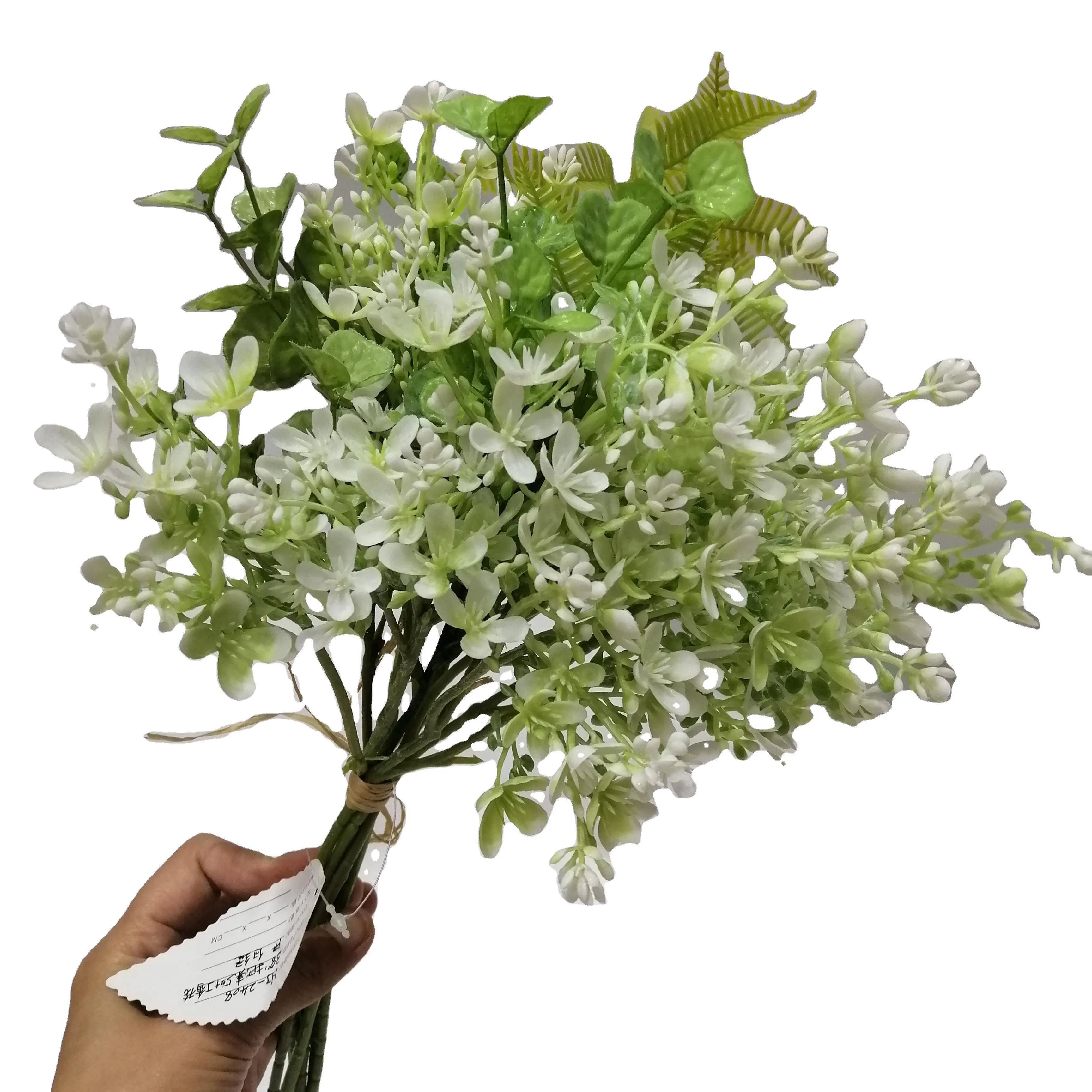 Decorazione domestica di nozze bouquet artificiale decorazione floreale vaso lilla artificiale fiori bianchi in miniatura