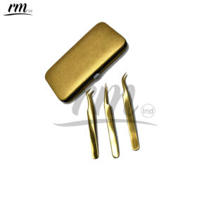 Pinzas de extensión de pestañas con la mejor calidad Pinzas de pestañas doradas de tendencia superior en cantidad a granel - Product Image 2