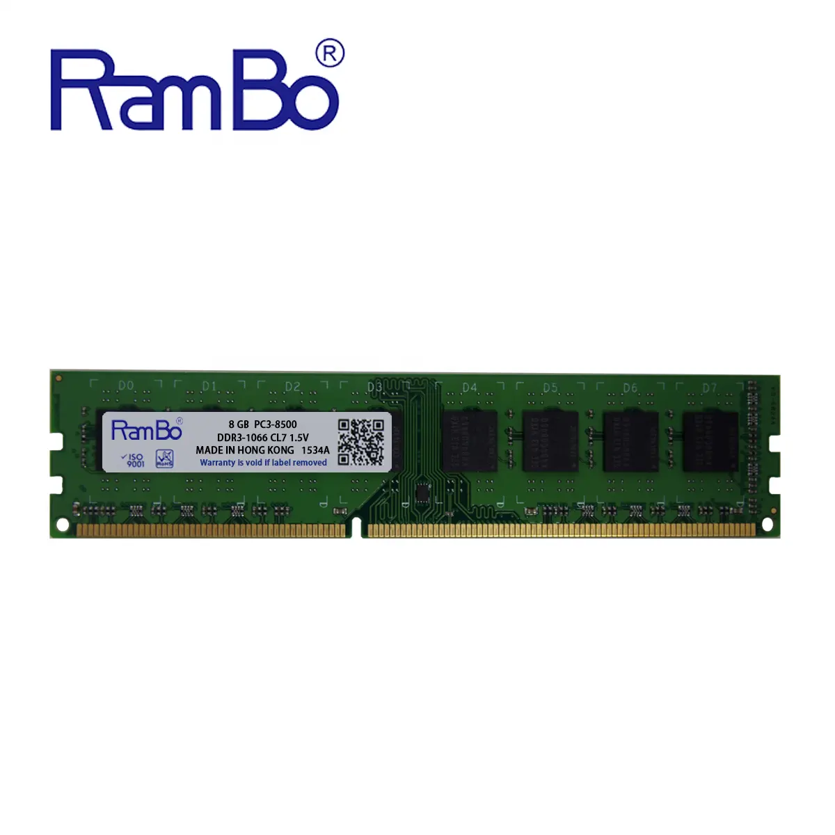 RamBo de memoria ram larga dimm DDR3 1066mhz PC3-8500 CL7 16chips 8GB de ram