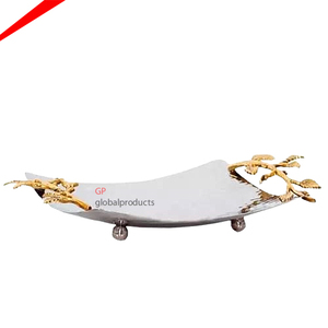 Unique Design Handmade Metal <b>Serving</b> <b>Tray</b> with <b>Gold</b> Metal Handles <b>Serving</b> <b>Tray</b> for Decor Dinnerware <b>Serving</b> <b>Tray</b> - Product Image 1