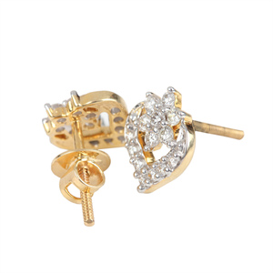 Best Seller Sólido 14K Oro amarillo Pavé natural Diamante Corazón Diseño floral Pendientes de tuerca Uso diario Fabricante de joyería fina - Product Image 2