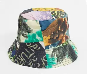 Factory Wholesale Cheap Custom Tropical Flower Hawaiian Pattern Bucket Fitted Beach Floral druck Bucket Hat