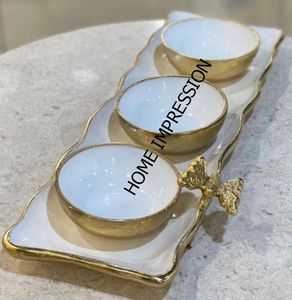 ชุดชามโลหะทันสมัยหรูหราพร้อมกิ่งชุบทอง - Product Image 2