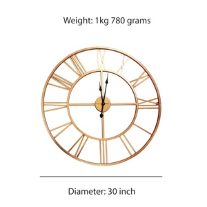 นาฬิกาติดผนังโลหะสีโรสโกลด์หรูหราดีไซน์ยุคกลางขอบเหล็ก MDF หน้าเดียวสวยงามสำหรับห้องนั่งเล่น - Product Image 4