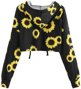 Sudadera corta con capucha y estampado Floral para mujer, ropa para Fitness, gimnasio, entrenamiento, Yoga - Product Image 2