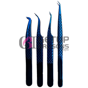 Pince à épiler professionnelle en acier inoxydable avec votre propre Logo, pour Extension de cils à Plasma bleu de Style différent - Product Image 1