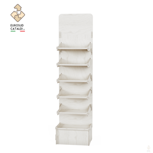 Espositore verde con lati sottili e ripiani galleggianti. Legno di betulla al sistema di interblocco e completamente personalizzabile con logo - Product Image 6