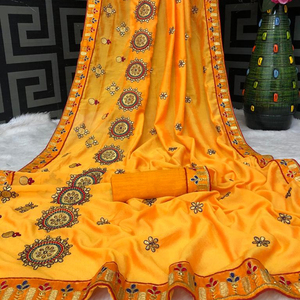 Nuevo Sari de seda Vichitra de aspecto Rico a la moda con pieza de blusa, ropa de mujer India barata a bajo precio, venta al por mayor, ropa Surat - Product Image 1