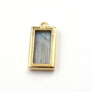 Labradorite — pendentif en plaqué or, monture en argent avec offrant un voile de 16 MM, de forme rectangulaire - Product Image 4