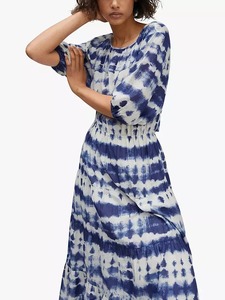 Nuevo Tie Dye Blue Midi Length Maxi Beach Wear Vestido Vintage Media manga Sexy Summer Beach Dress para mujer - Product Image 3