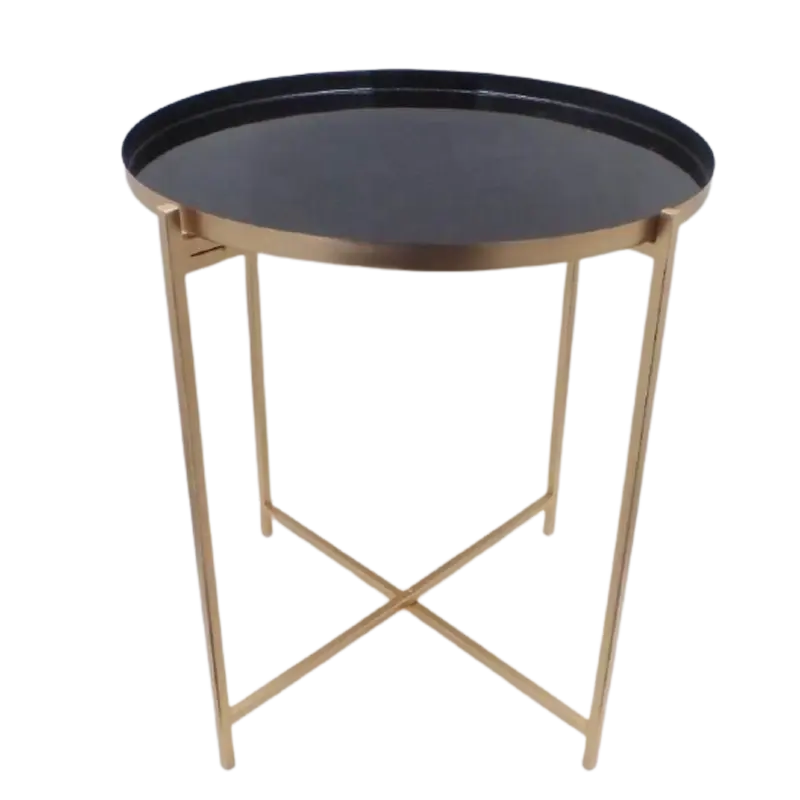 आयरन दौर टेबल चमकदार काले और सोने के रंग आधुनिक डिजाइन कॉफी टेबल और साइड टेबल के लिए उद्यान सजावट फर्नीचर हस्तनिर्मित