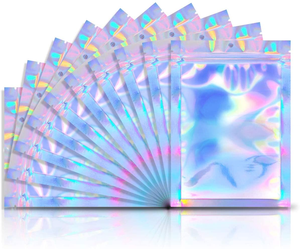 Custom Resealable Foil Pouch Smell Proof Bags Flat Ziplock Hologram Ziplock Bag For Food Storage