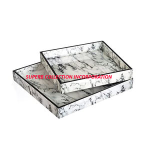 Marble White Finish Wooden MDF Decorative Home Tabletop Hotels and Restaurant Tabletop Tray - Product Image 2