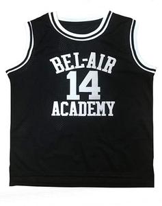 Camiseta de Baloncesto Unisex Sublimada en Color Negro / Camiseta de Baloncesto Personalizada / Academia Bel-Air # 14 Antibacterianos de Secado Rápido - Product Image 1