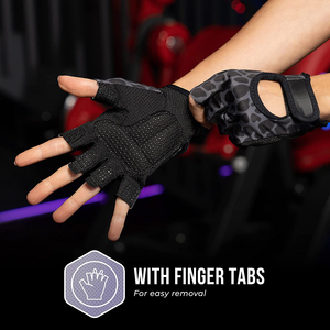 Guantes de levantamiento de pesas de cuero de doble Palma con estampado de pantera negra de alta calidad para mujeres y hombres para gimnasio y deportes-Precio al por mayor - Product Image 6