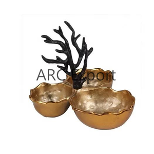 Cuenco decorativo elegante, decoración de hojas de Metal de Color negro, elegante cuenco para servir, decoración de Metal hecha a mano, cuencos para servir a la mejor venta - Product Image 5