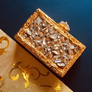 Luxury Handmade Brass & Mother-of-Pearl Evening <b>Clutch</b> | Designer Craftstages International | Women's <b>Wedding</b> Party <b>Clutch</b> Delhi - Product Image 2