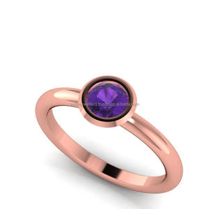 925 argent Sterling Unique bijoux bague faite à la main naturel améthyste pierre précieuse plaqué or Rose lunette réglage classique pour les mariages - Product Image 2