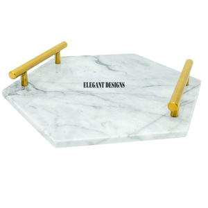 Plateau de service en marbre de forme rectangulaire de qualité supérieure plat de service fait à la main couleur verte décoratif plateau de service en marbre Vintage - Product Image 2