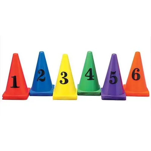 Pepup Sports Numbered Marker Cones Plastic Assorted Colors Combi Marker Cone Size 9"