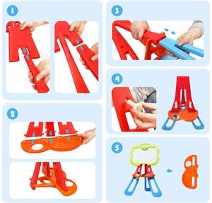 美术画架玩具儿童双面图形书写板三角支架白色和黑色5磁铁粉笔12存储粉笔 - Product Image 5