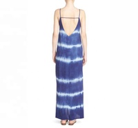 Gaun Maxi Pantai Musim Panas Desainer Panjang Lantai Tenun Alami Indigo Sweet