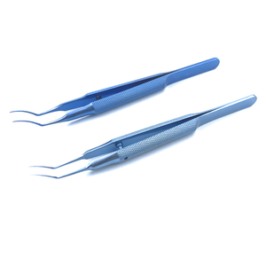 Ophthalmic Instrument Blue Plasma Utrata Capsulorhexis Forcepsโค้งมุม105มม.เทปสแตนเลสCEได้รับการอนุมัติ - Product Image 1