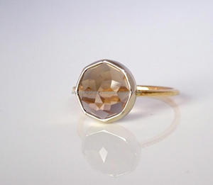 Anillo de piedras preciosas hechas a mano de cuarzo con Topacio ahumado de Plata de Ley 925, joyería para fiesta de aniversario de boda chapada en oro de 18K - Product Image 2