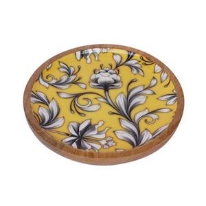 Decorative Hot Selling Wood Salad <b>Bowl</b> Wooden Enamel Printed Round Serving <b>Bowl</b> Charger <b>Plate</b> for Wholesale Print Kitchen - Product Image 1