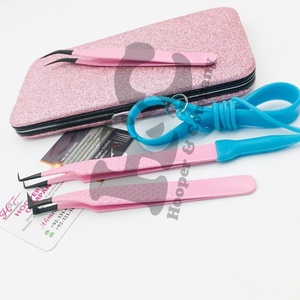 คีมหนีบขนตาสีชมพูแบบใหม่แหนบปลายสีดำที่หนีบขนตาปลอมแบบไม่ยั่งยืนโลโก้ตามต้องการ - Product Image 4