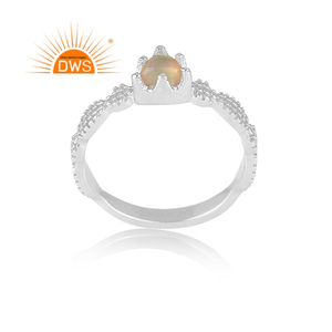 <b>Dainty</b> Fire Ethiopian Opal Gemstone Stackable Women's <b>Ring</b> Jewelry Supplier 925 Texture Sterling Silver Hand Hammered <b>Ring</b> - Product Image 2
