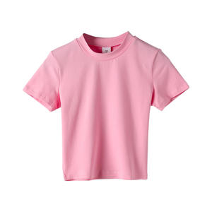 Camiseta Corta de Verano para Mujer, Cuello Redondo, Tejido de Punto, 95% Algodón, 5% Elastano, Impresión de Logotipo Personalizado, Ecológica y Transpirable - Product Image 1