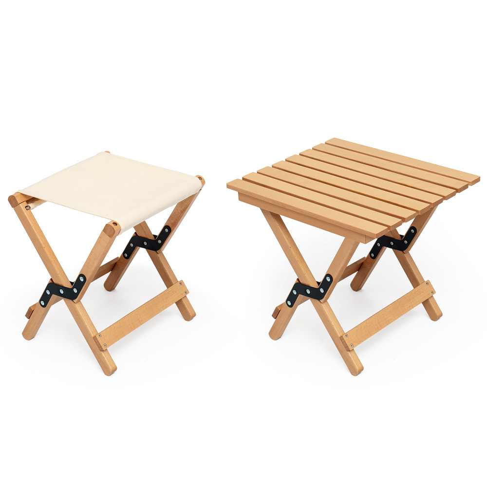 Уличный мини складной стул из ткани и цельной древесины, стул для кемпинга, пешего туризма, стол