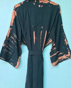 Handmade Tie Dye Long Sleeves 100% Cotton <b>Beach</b> Wear <b>Cover</b> <b>up</b> Long Kimono for <b>Women</b> - Product Image 6
