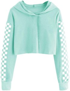 Conjunto de Sudadera con Capucha y Cordón Ajustable para Mujer, 100% Poliéster, Estilo Casual con Estampado, para Invierno, Top Corto para Mujer - Product Image 4