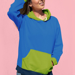 เสื้อฮู้ดแขนยาวสำหรับสุภาพสตรี,เสื้อฮู้ดแบบสองโทนสี - Product Image 4